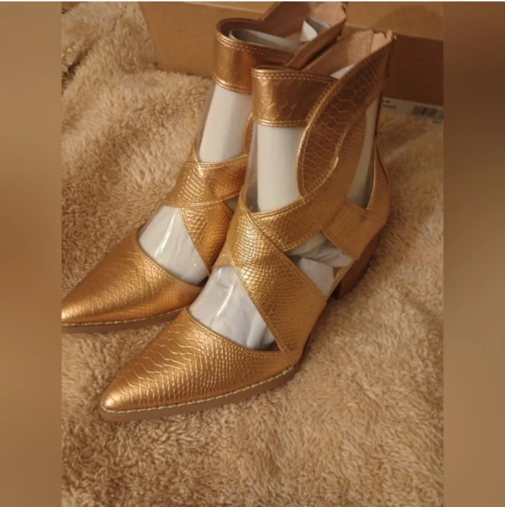 NWT Boho Golden Bronze Snake Formal Boots